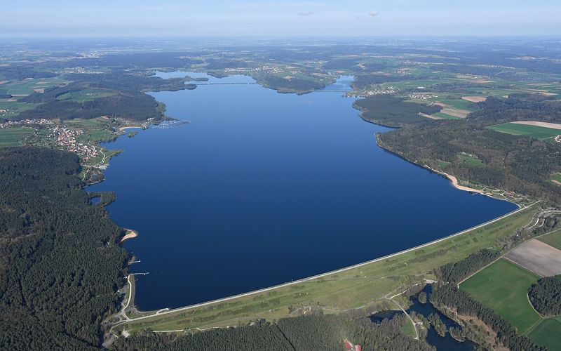 Fränkisches Seenland mit Großem und Kleinem Brombachsee aus der Luft