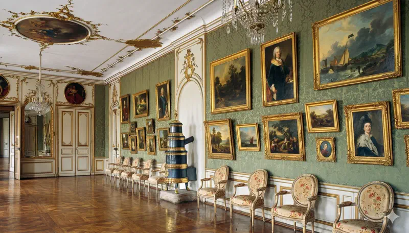 Festsaal der Markgräflichen Residenz Ansbach mit Stuck und Deckengemälde